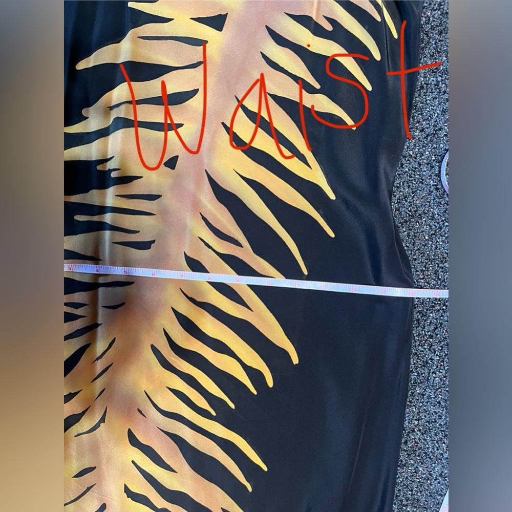 Vintage Y2K 100% silk Tiger maxi dress & shawl black flowy long goth S-M - Picture 9 of 10